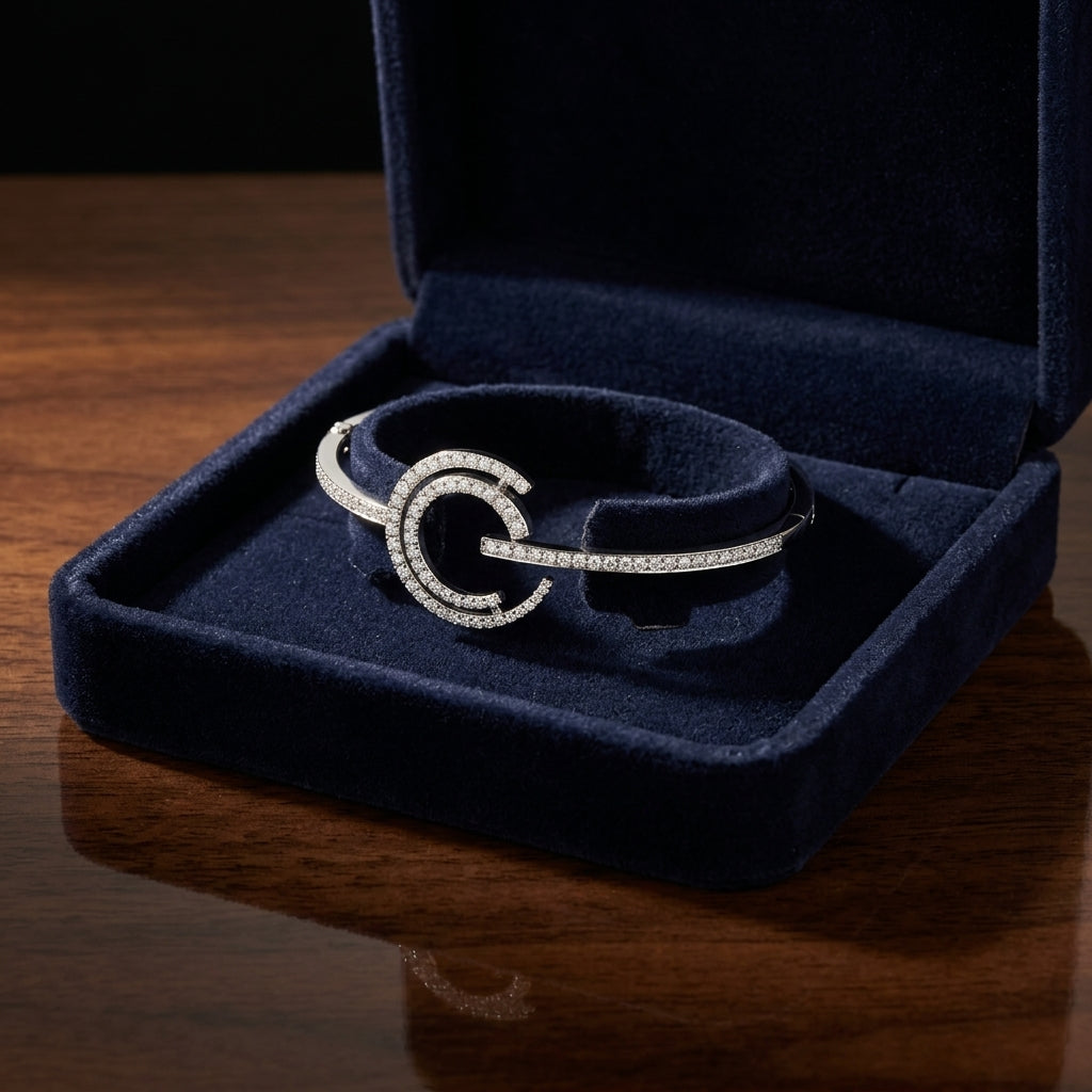 Diamond Crescent Earrings 3/4ctw in 14K White Gold - presentation