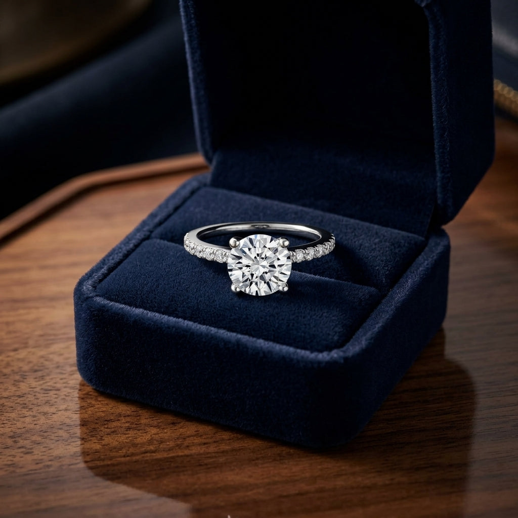 1 1/5ctw Round Center Classic Petite Split Prong Diamond Engagement Ring In 14k White Gold, Igi-certified — gift presentation