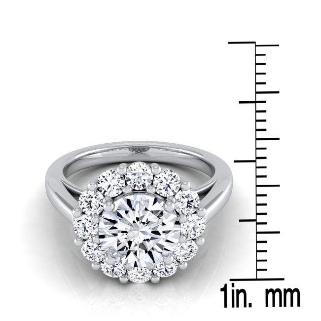 1 4/5ctw Round Diamond Prong-set Halo Engagement Ring In 14k White Gold, Igi-certified