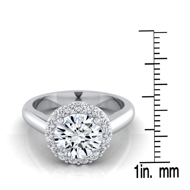 1 1/5ctw Round Diamond Classic Halo Engagement Ring In 14k White Gold, Igi-certified