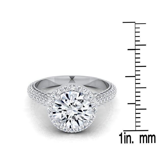 1 4/5ctw Round Diamond Pave Engagement Ring With Triple Row Shank In 14k White Gold, Igi-certified