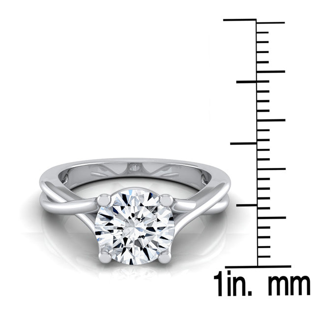 1ct Round Diamond Solitaire Engagement Ring With Trellis Basket In 14k White Gold, Igi-certified