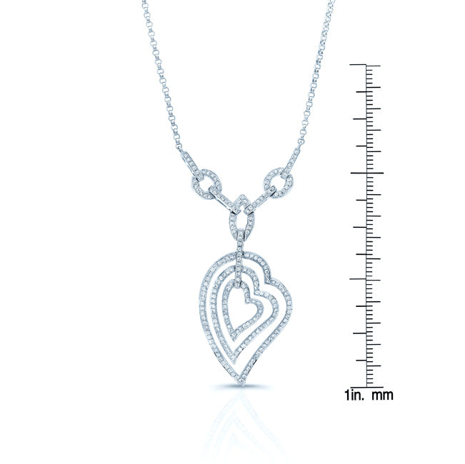 Diamond Concentric Hearts Y-necklace In 14k White Gold