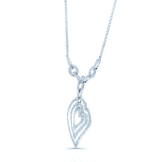 Diamond Concentric Hearts Y-necklace In 14k White Gold