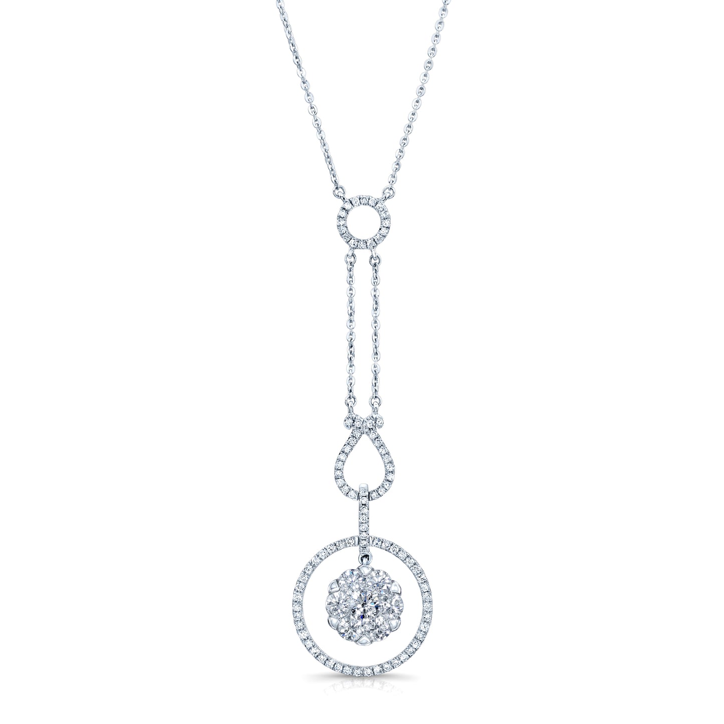Diamond Equestrian Necklace In 14k White Gold