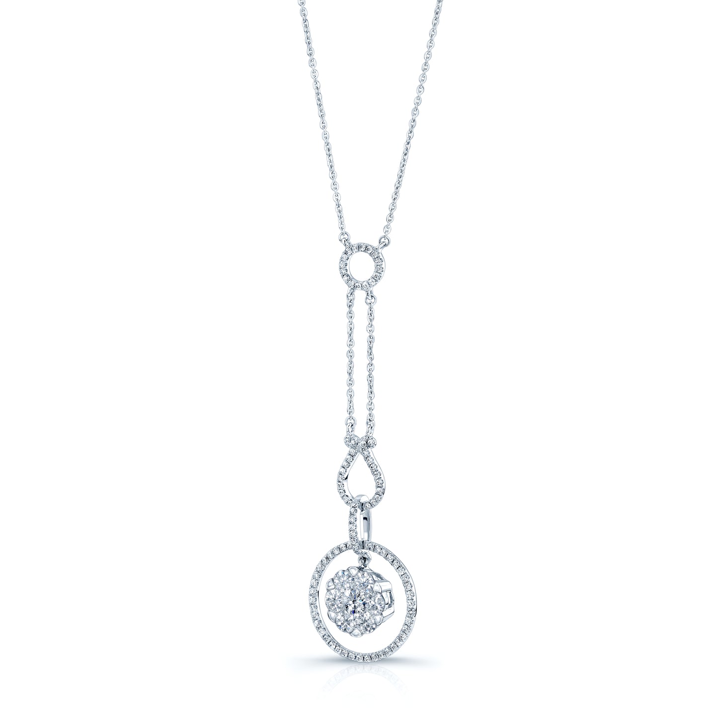 Diamond Equestrian Necklace In 14k White Gold