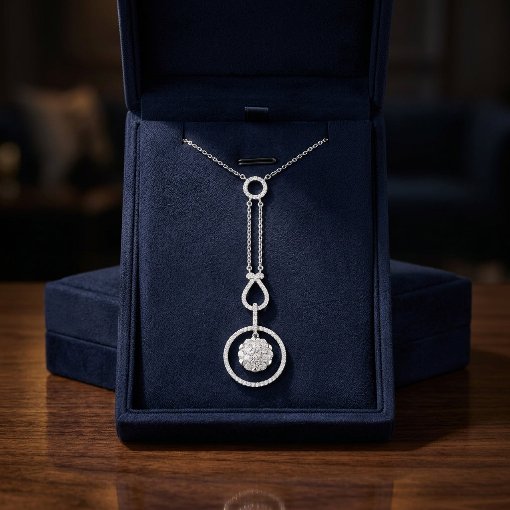 Diamond Equestrian Necklace In 14k White Gold — gift presentation