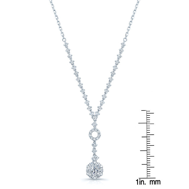 Diamond Cluster Y-necklace In 14k White Gold