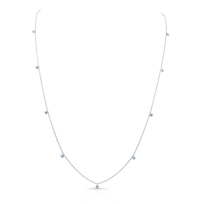 Diamonds By The Yard Round Bezel Charms Necklace In 14k White Gold