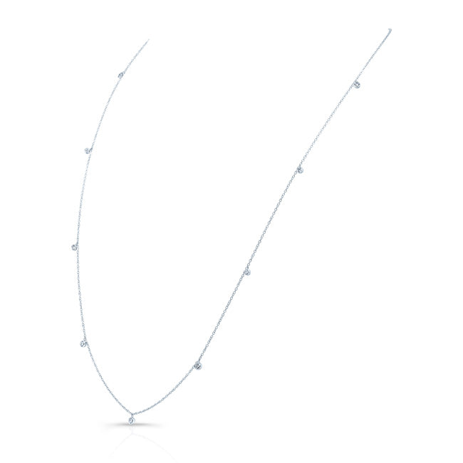 Diamonds By The Yard Round Bezel Charms Necklace In 14k White Gold