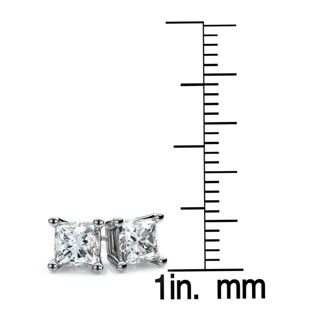 Platinum 4-prong Princess Diamond Stud Earrings (1.06 Ct. T.w., Si1-2 Clarity, H-i Color)