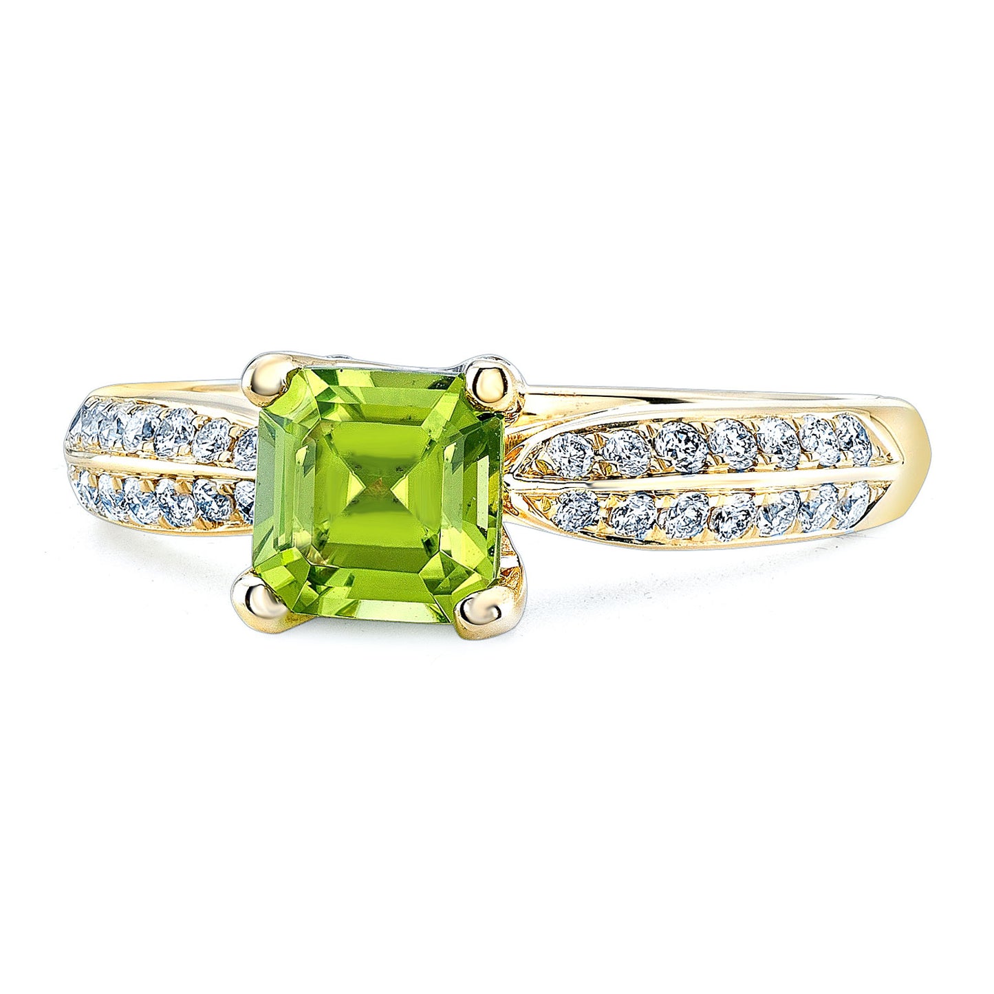 Peridot & Diamond 14ky Ring