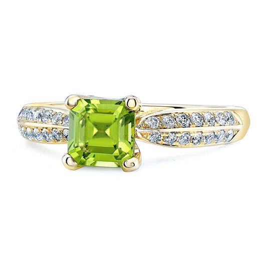 Peridot & Diamond 14ky Ring