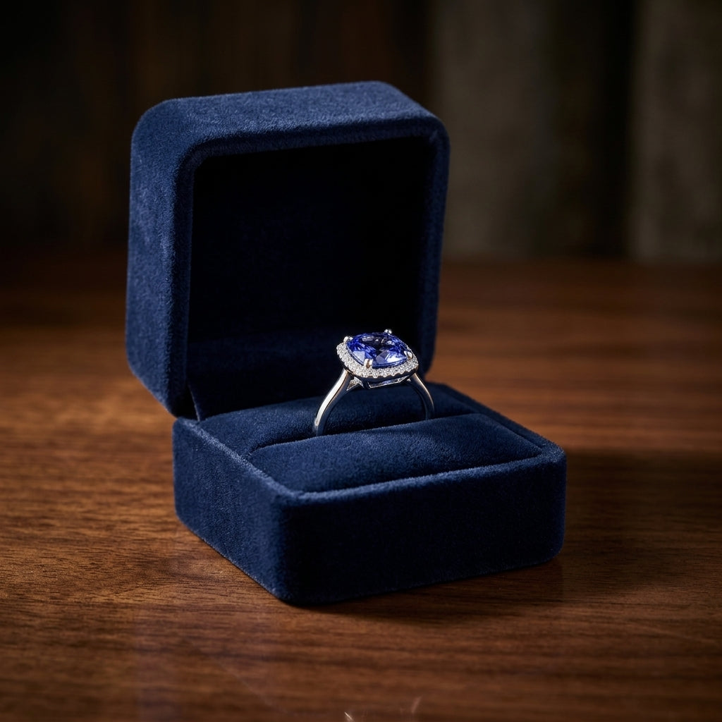 Diamond Cushion Halo Ring with 8mm Peridot in 14K Yellow Gold - presentation