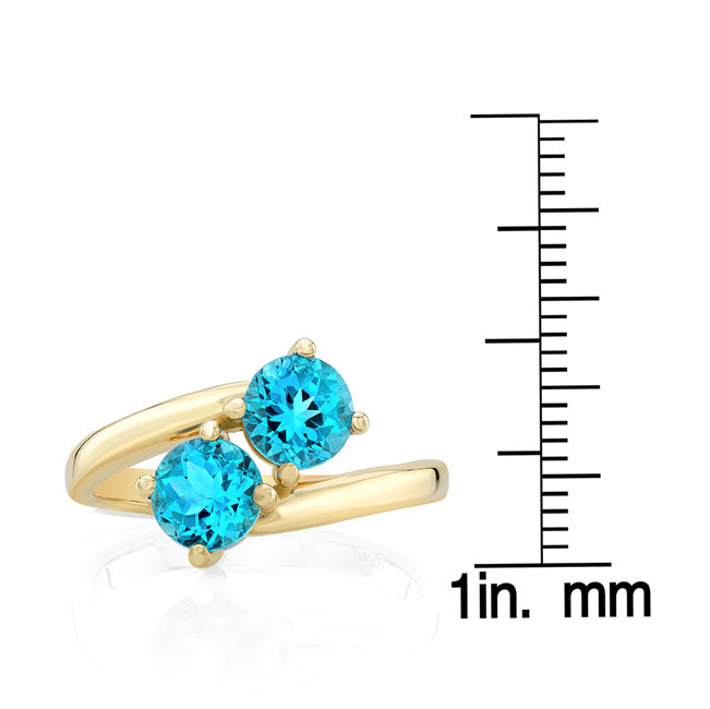 Swiss Blue Topaz Duo Ring In 14k White Gold