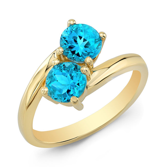 Swiss Blue Topaz Duo Ring In 14k White Gold