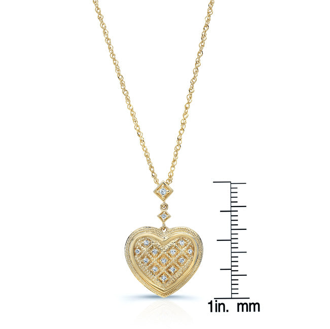 Diamond Dangle Heart Pendant In 14k Yellow Gold (18-in Curb Chain)