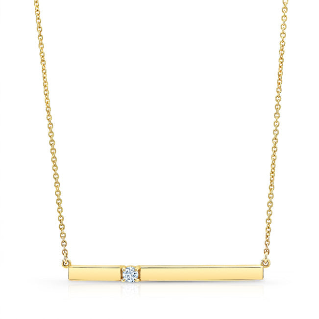 Diamond Bar Necklace In 14k Yellow Gold