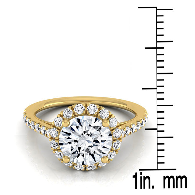 1 3/8ctw Round Diamond Halo Engagement Ring With Petite Pave Shank In 14k Yellow Gold, Igi-certified