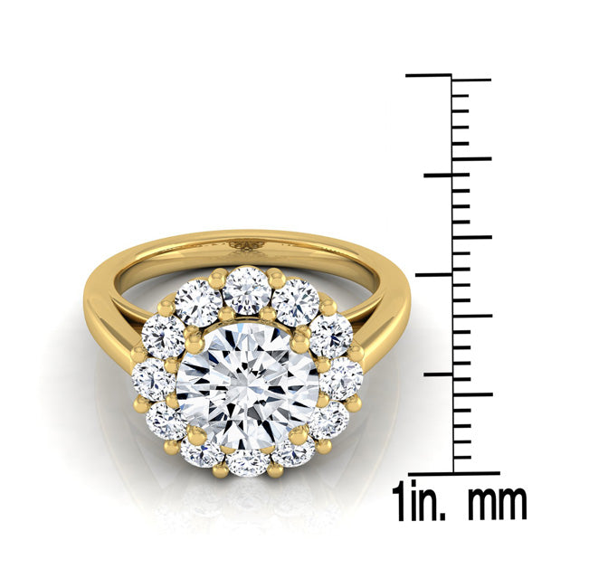 1 4/5ctw Round Diamond Prong-set Halo Engagement Ring In 14k Yellow Gold, Igi-certified