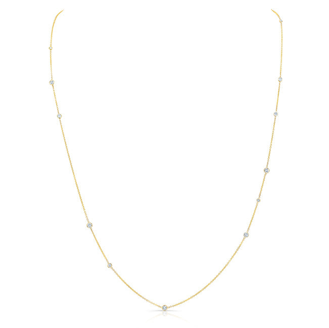Diamonds By The Yard Round Bezel Necklace In 14k Yellow Gold