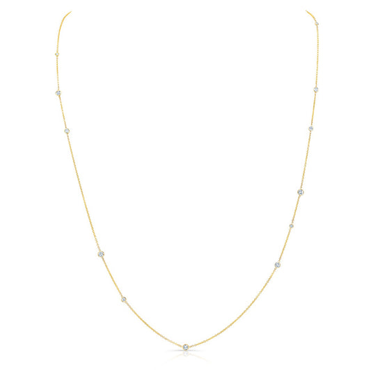 Diamonds By The Yard Round Bezel Necklace In 14k Yellow Gold