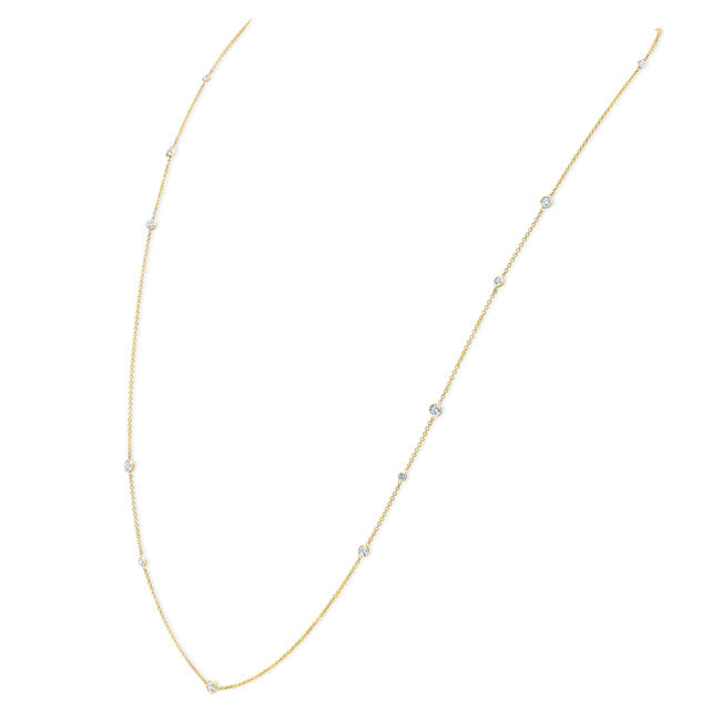 Diamonds By The Yard Round Bezel Necklace In 14k Yellow Gold