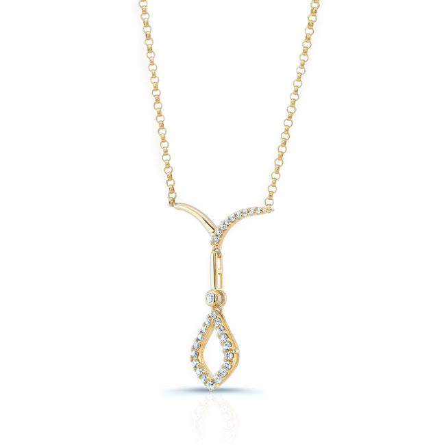 Open Kite Diamond Drop Necklace In 14k Yellow Gold 18 Inch Length