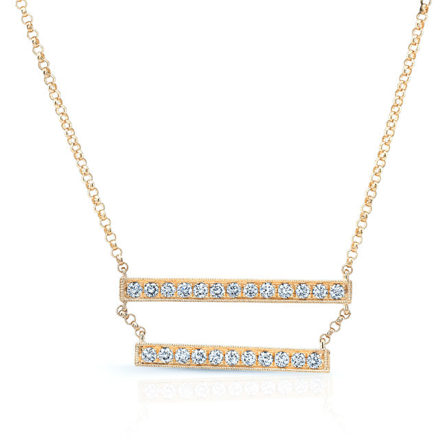 Diamond Double Bar Necklace In 14k Yellow Gold