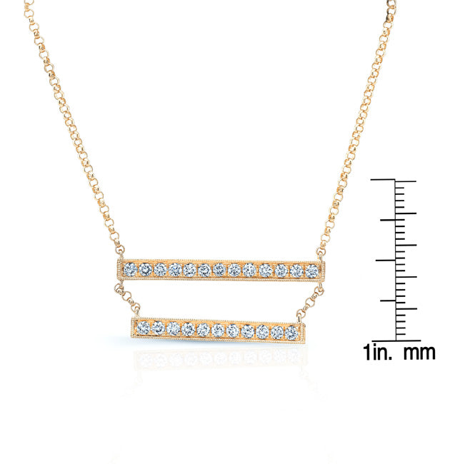 Diamond Double Bar Necklace In 14k Yellow Gold