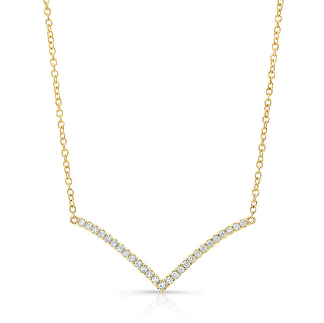 Diamond Chevron Necklace In 14k Yellow Gold ( 18 Inch)