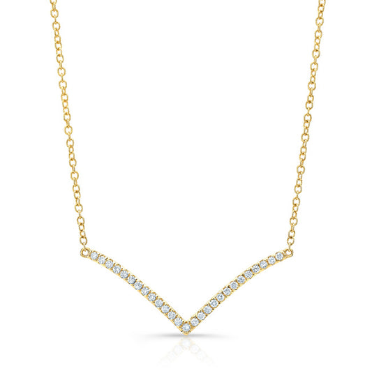 Diamond Chevron Necklace In 14k Yellow Gold ( 18 Inch)