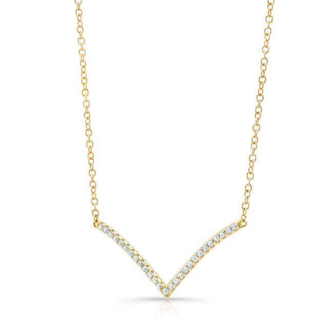Diamond Chevron Necklace In 14k Yellow Gold ( 18 Inch)