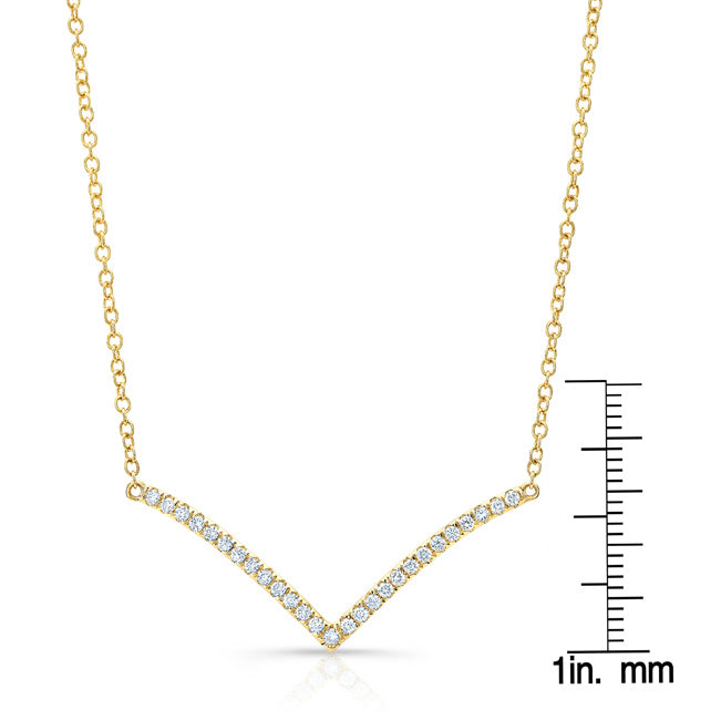 Diamond Chevron Necklace In 14k Yellow Gold ( 18 Inch)