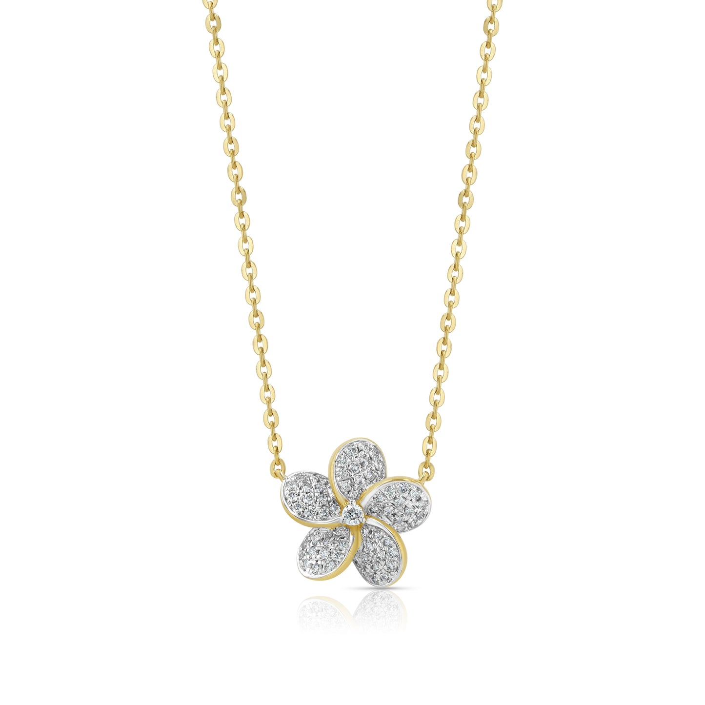 Diamond Flower Necklace in 14K Yellow Gold 1/3ctw