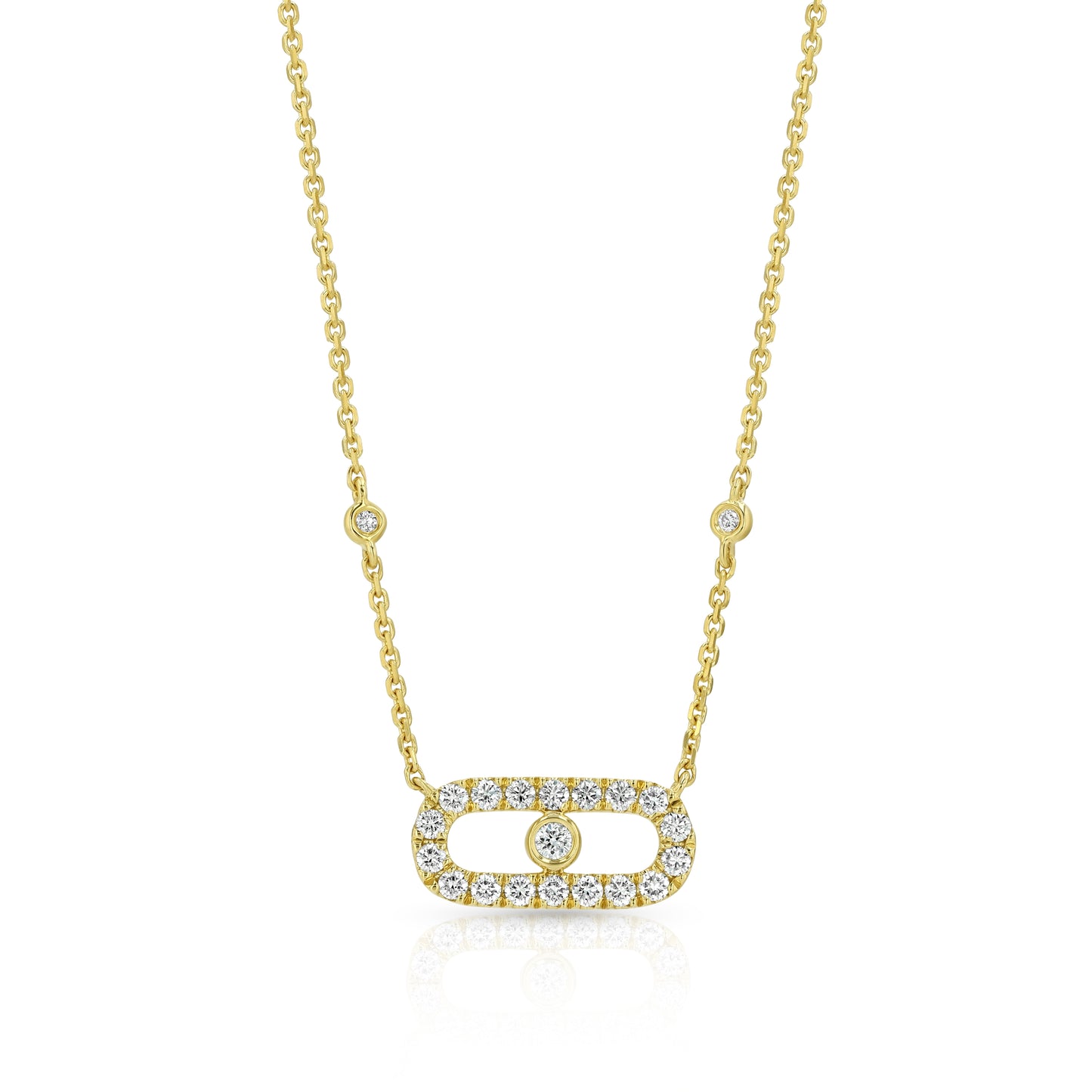 Paperclip Bezel Diamond Necklace in 14k Yellow Gold 1/3ctw