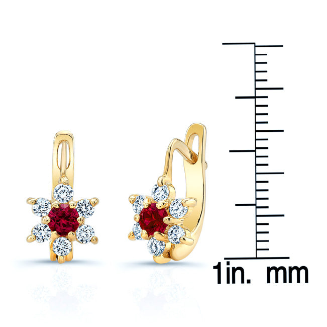 Ruby And Diamond Earrings In 14k Yellow Gold (1/3 Ct. Tw)
