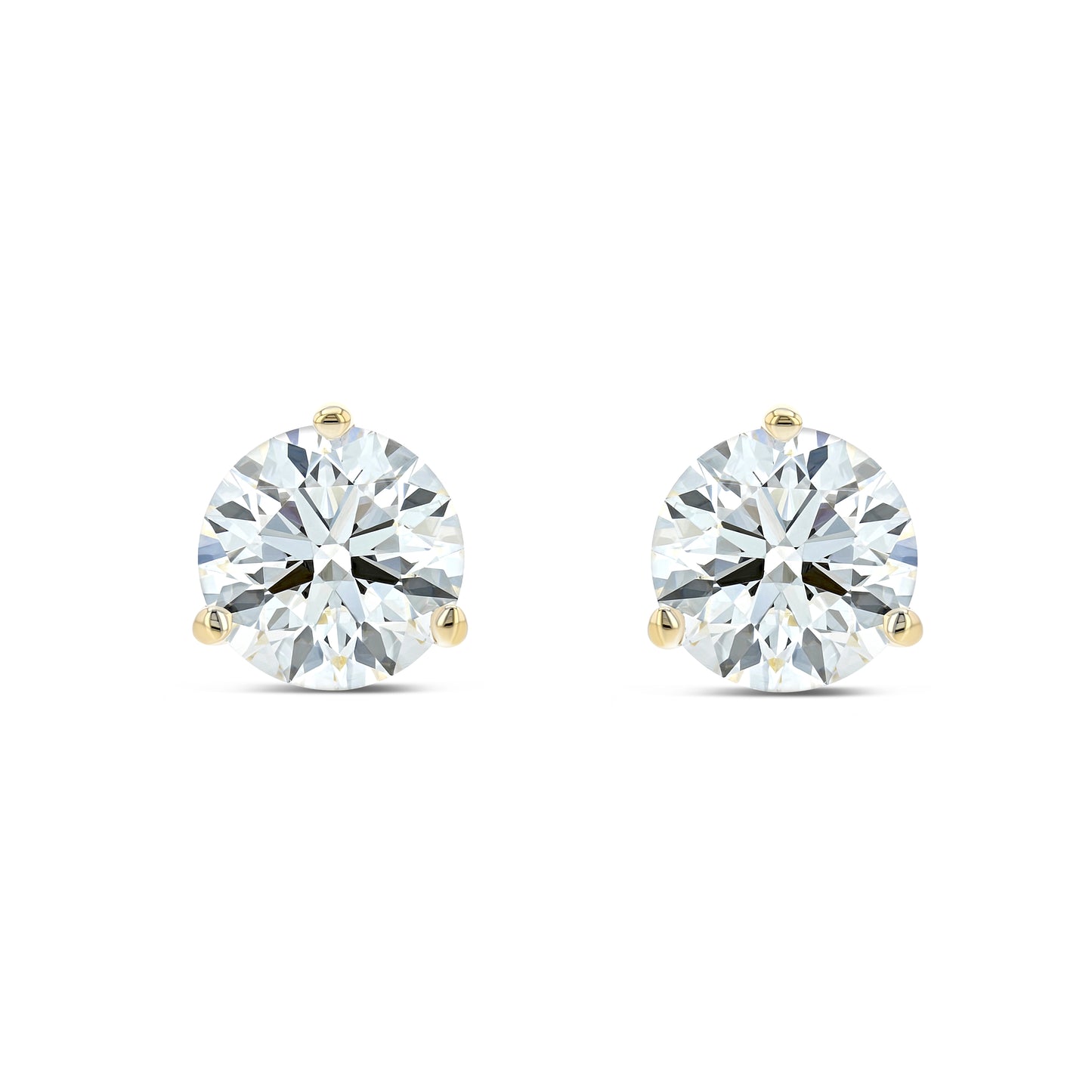 14k Yellow Gold 3-prong Round Brilliant Diamond Stud Earrings (1.06 Ct. T.w., Vs1-vs2 Clarity, F-g Color)
