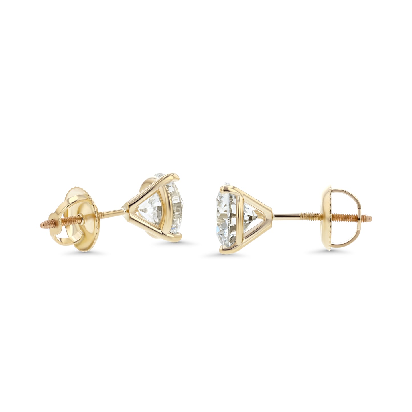14k Yellow Gold 3-prong Round Brilliant Diamond Stud Earrings (1.06 Ct. T.w., Vs1-vs2 Clarity, F-g Color)