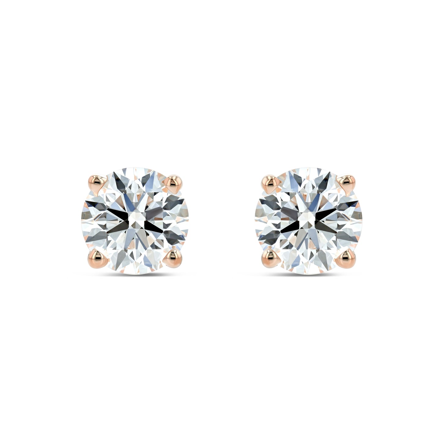 14k Rose Gold 4-prong Round Brilliant Diamond Stud Earrings (1 Ct. T.w., Si1-si2 Clarity, H-i Color)