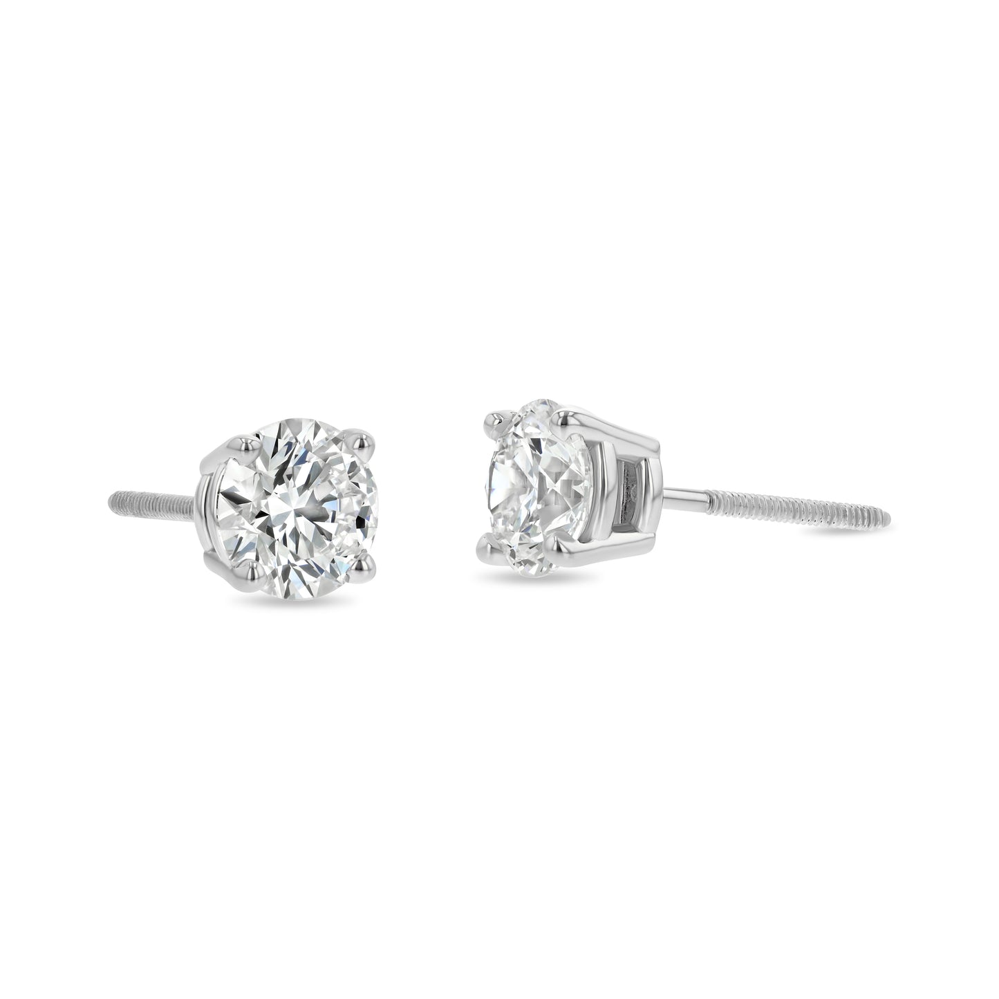18k White Gold 4-prong Round Brilliant Diamond Stud Earrings (0.75 Ct. T.w., Vs1-vs2 Clarity, H-i Color)