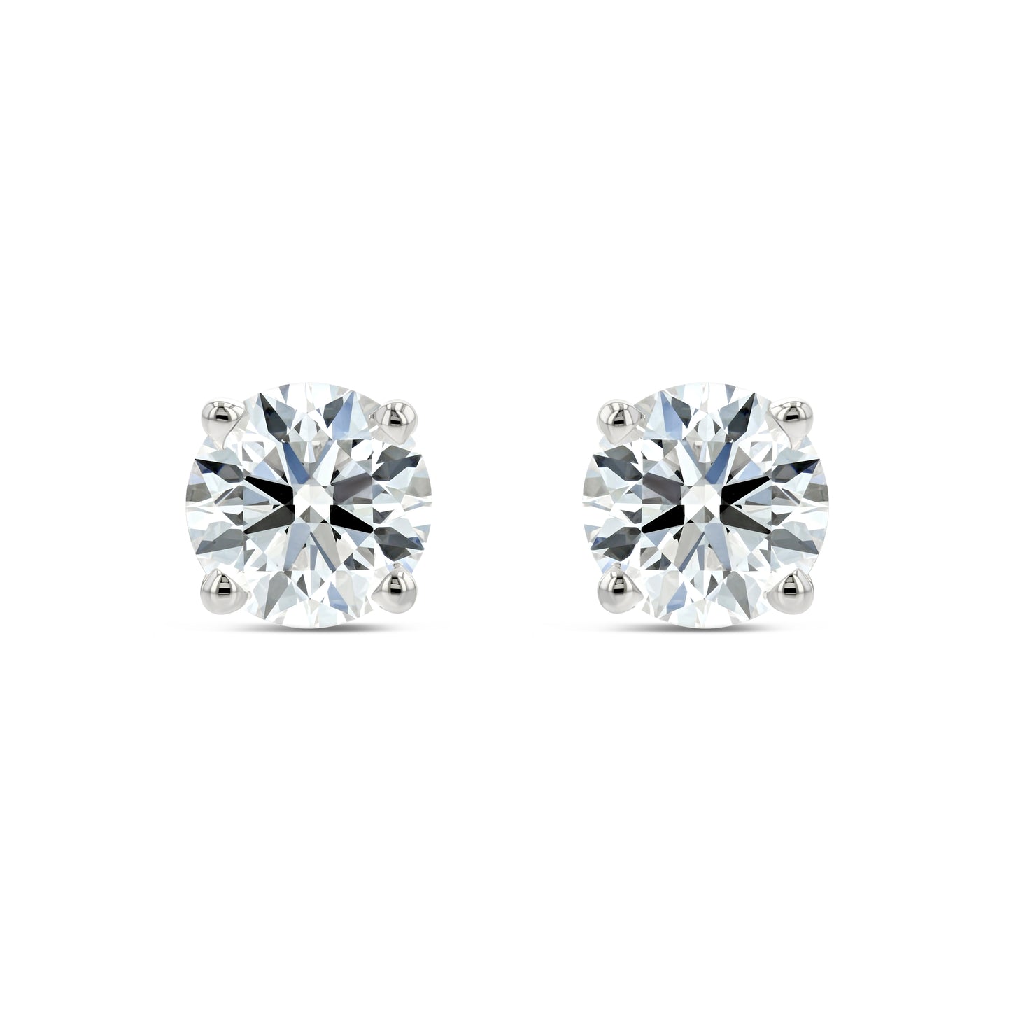 18k White Gold 4-prong Round Brilliant Diamond Stud Earrings (0.75 Ct. T.w., Vs1-vs2 Clarity, H-i Color)