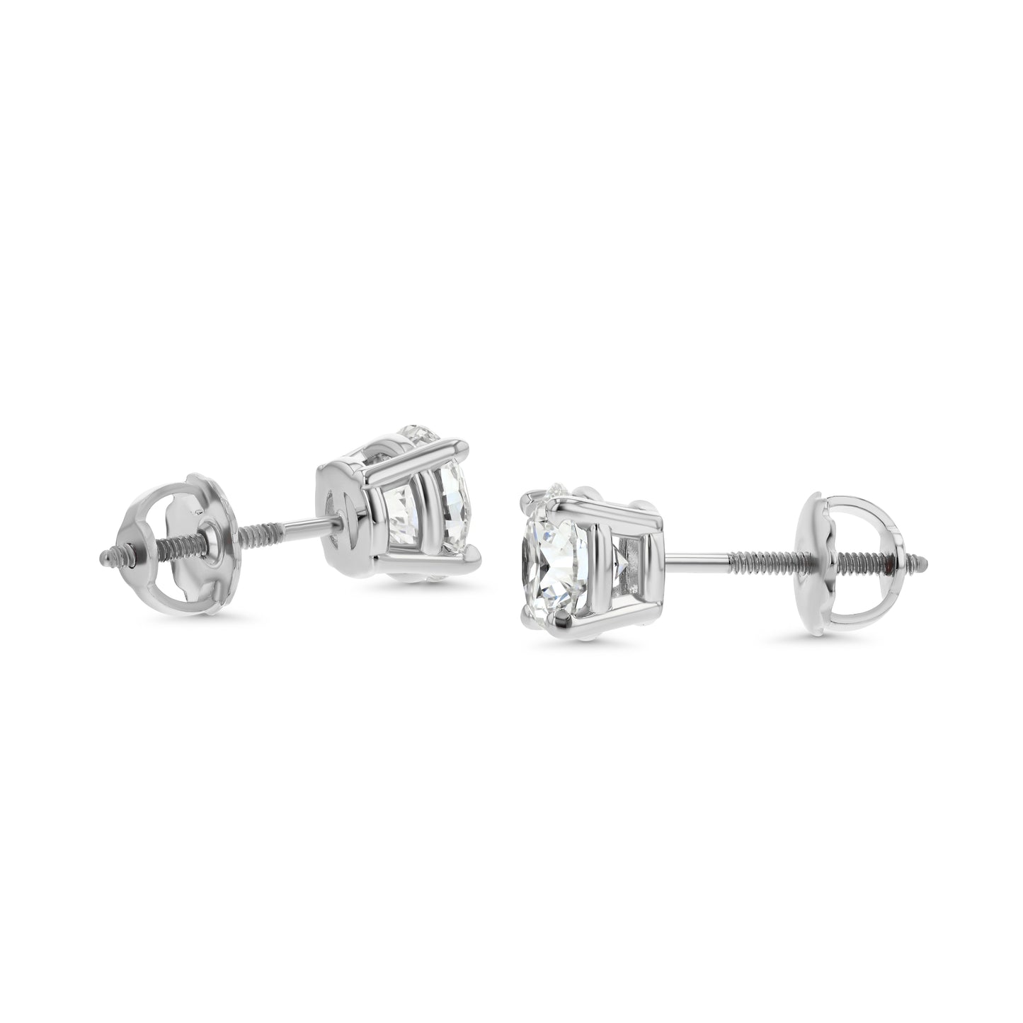 18k White Gold 4-prong Round Brilliant Diamond Stud Earrings (0.75 Ct. T.w., Vs1-vs2 Clarity, H-i Color)