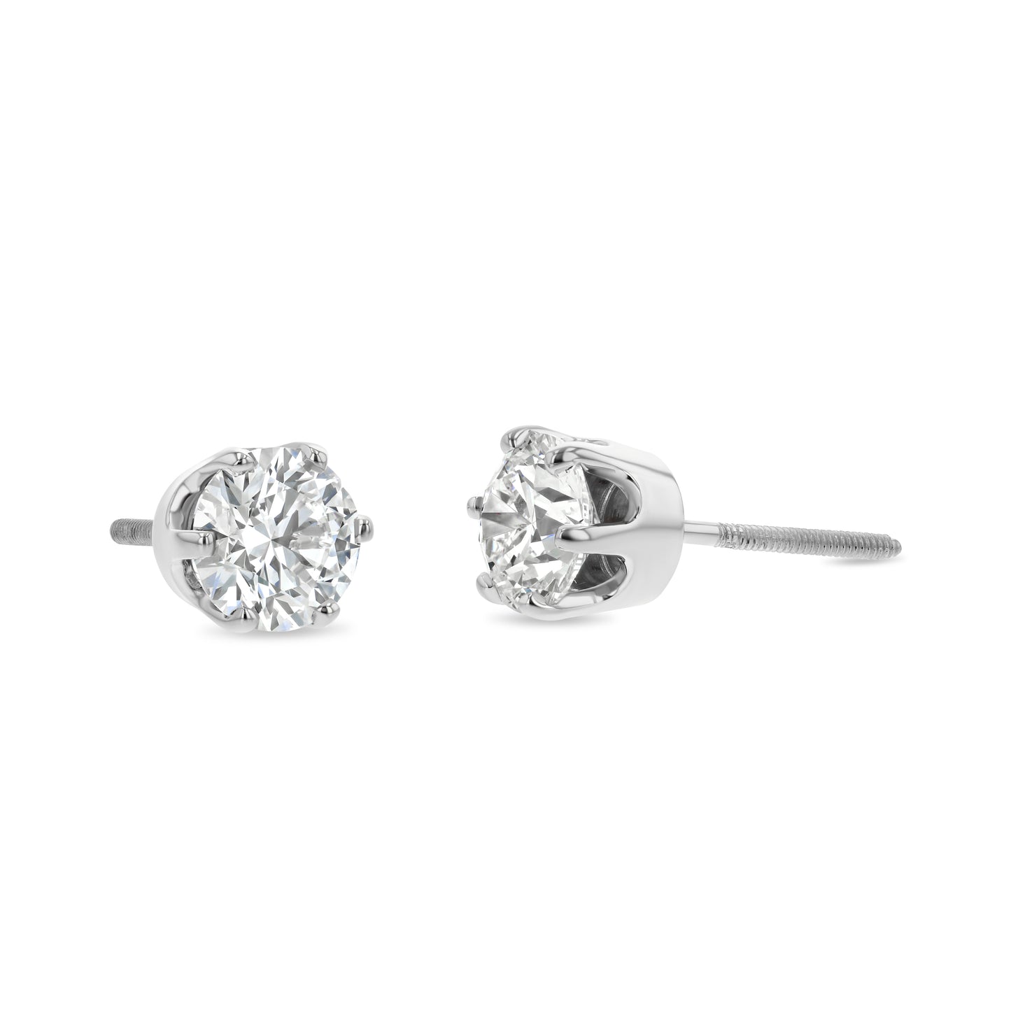 14k White Gold 6-prong Round Brilliant Diamond Stud Earrings (1.5 Ct. T.w., Si1-si2 Clarity, H-i Color)