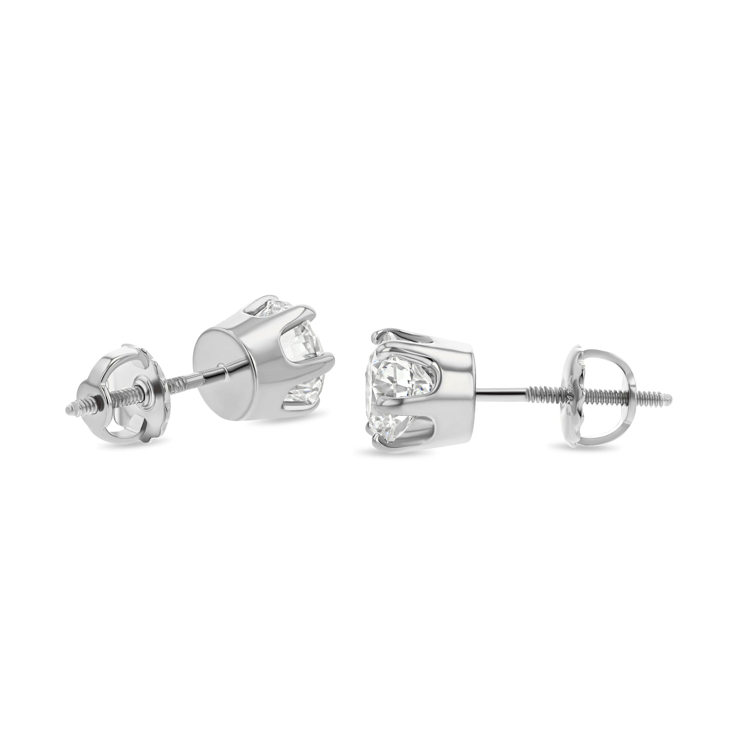14k White Gold 6-prong Round Brilliant Diamond Stud Earrings (1.5 Ct. T.w., Si1-si2 Clarity, H-i Color)