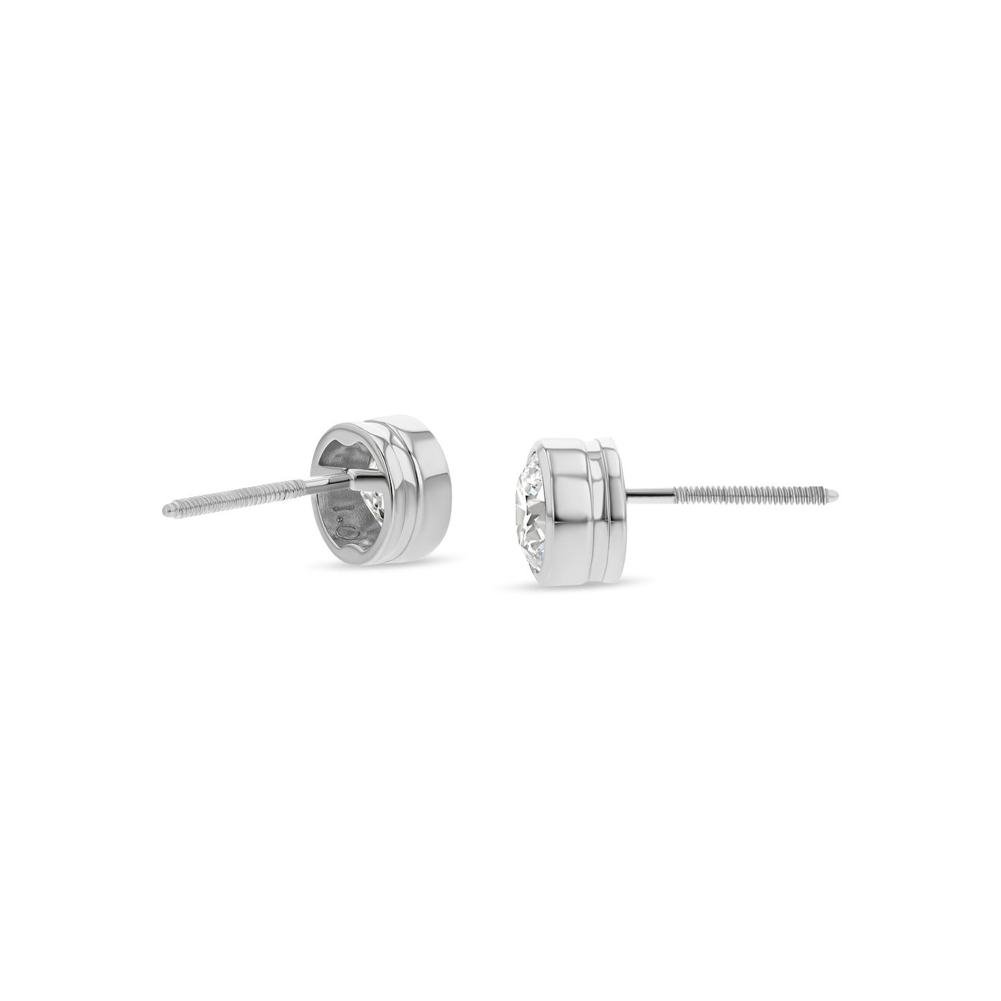 18k White Gold Bezel Set Round Brilliant Diamond Stud Earrings (0.75 Ct. T.w., Vs1-vs2 Clarity, H-i Color)