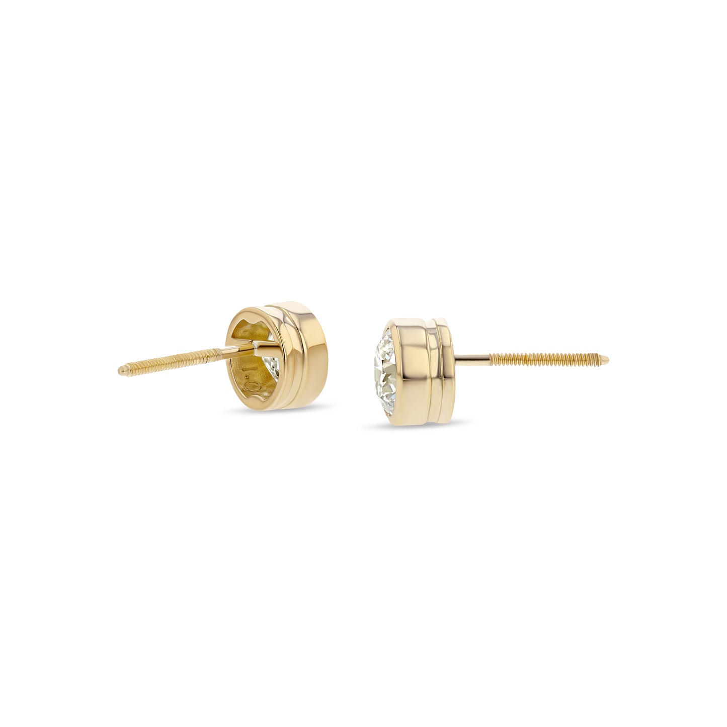 14k Yellow Gold Bezel Set Round Brilliant Diamond Stud Earrings (1.06 Ct. T.w., Vs1-vs2 Clarity, F-g Color)