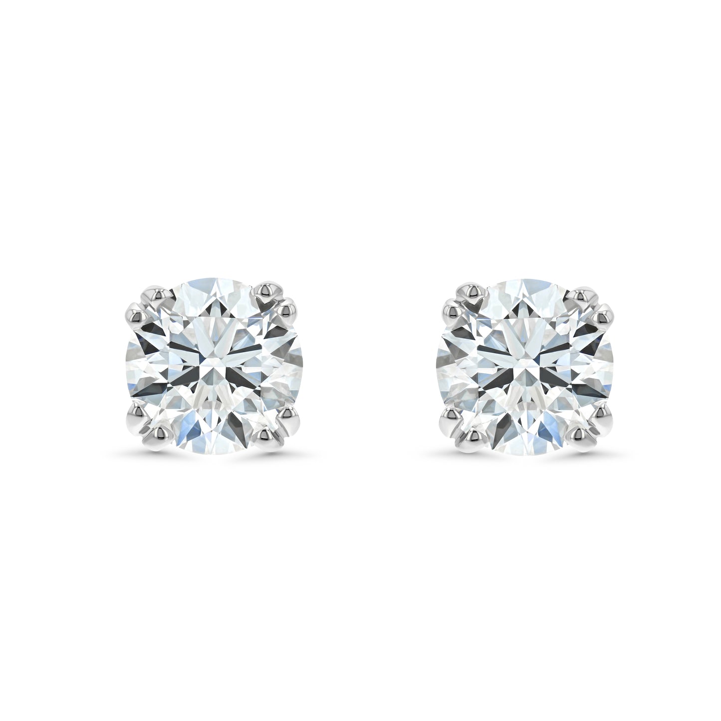 18k White Gold 8-prong Round Brilliant Diamond Stud Earrings (0.75 Ct. T.w., Vs1-vs2 Clarity, F-g Color)