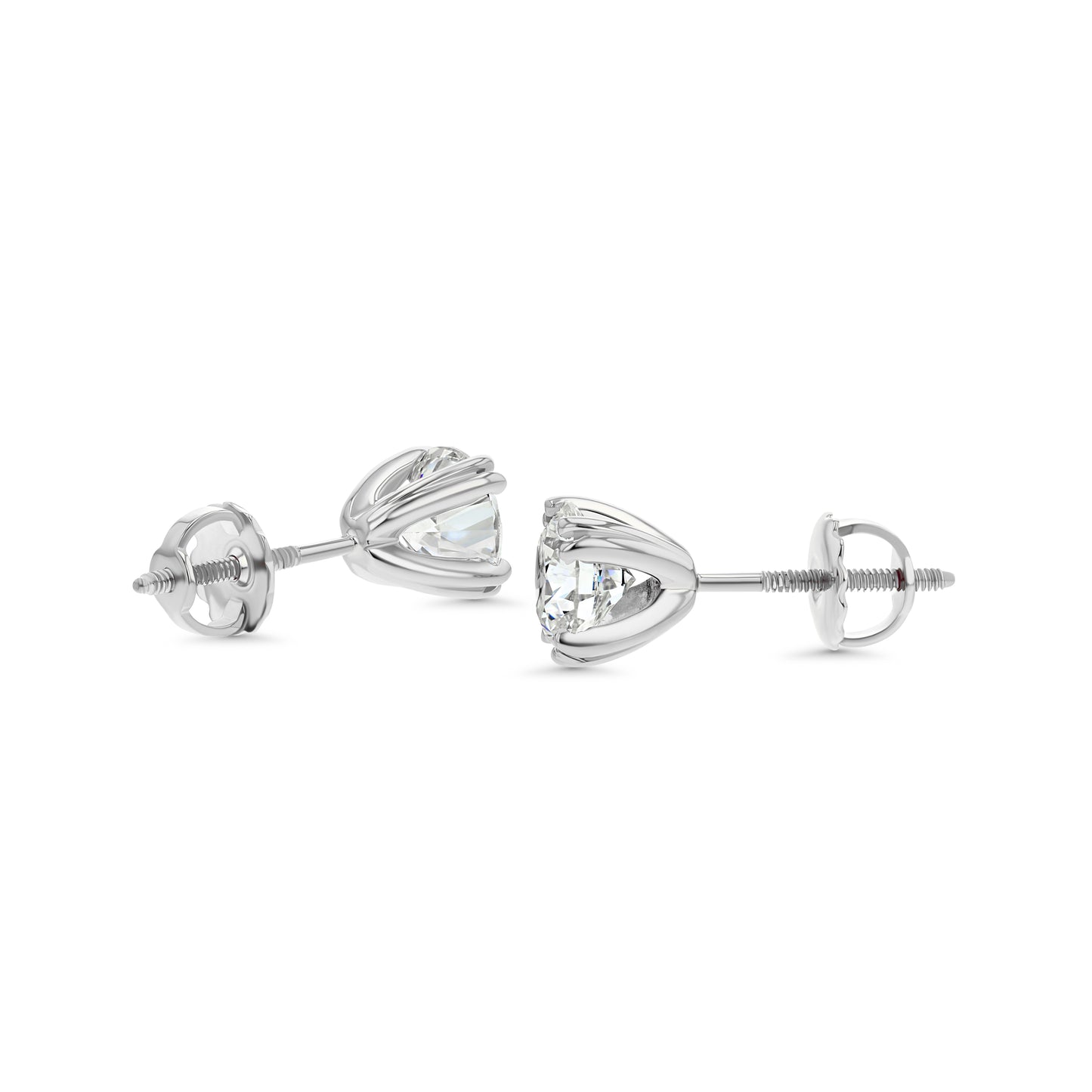 18k White Gold 8-prong Round Brilliant Diamond Stud Earrings (0.75 Ct. T.w., Vs1-vs2 Clarity, F-g Color)