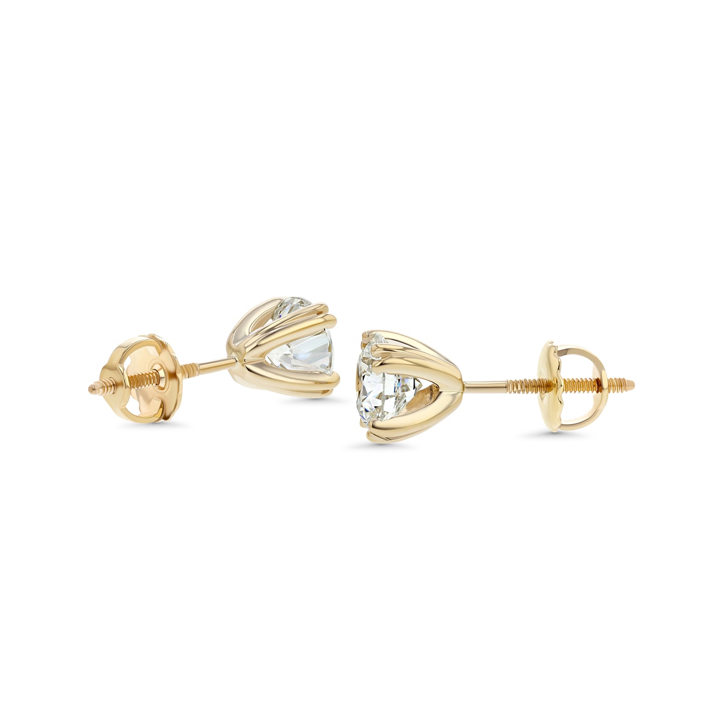 18k Yellow Gold 8-prong Round Brilliant Diamond Stud Earrings (0.75 Ct. T.w., Si1-si2 Clarity, J-k Color)